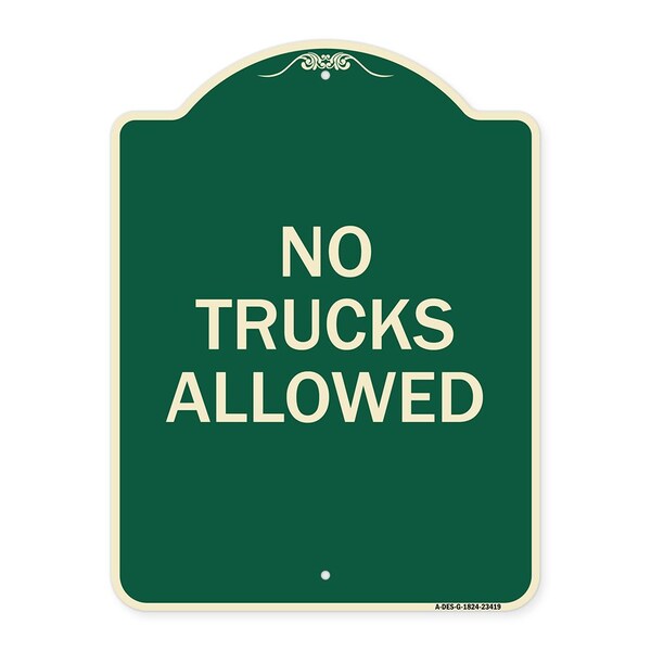 Parking Lot No Trucks Allowed Heavy-Gauge Aluminum Architectural Sign, 24" x 18", G-1824-23419
